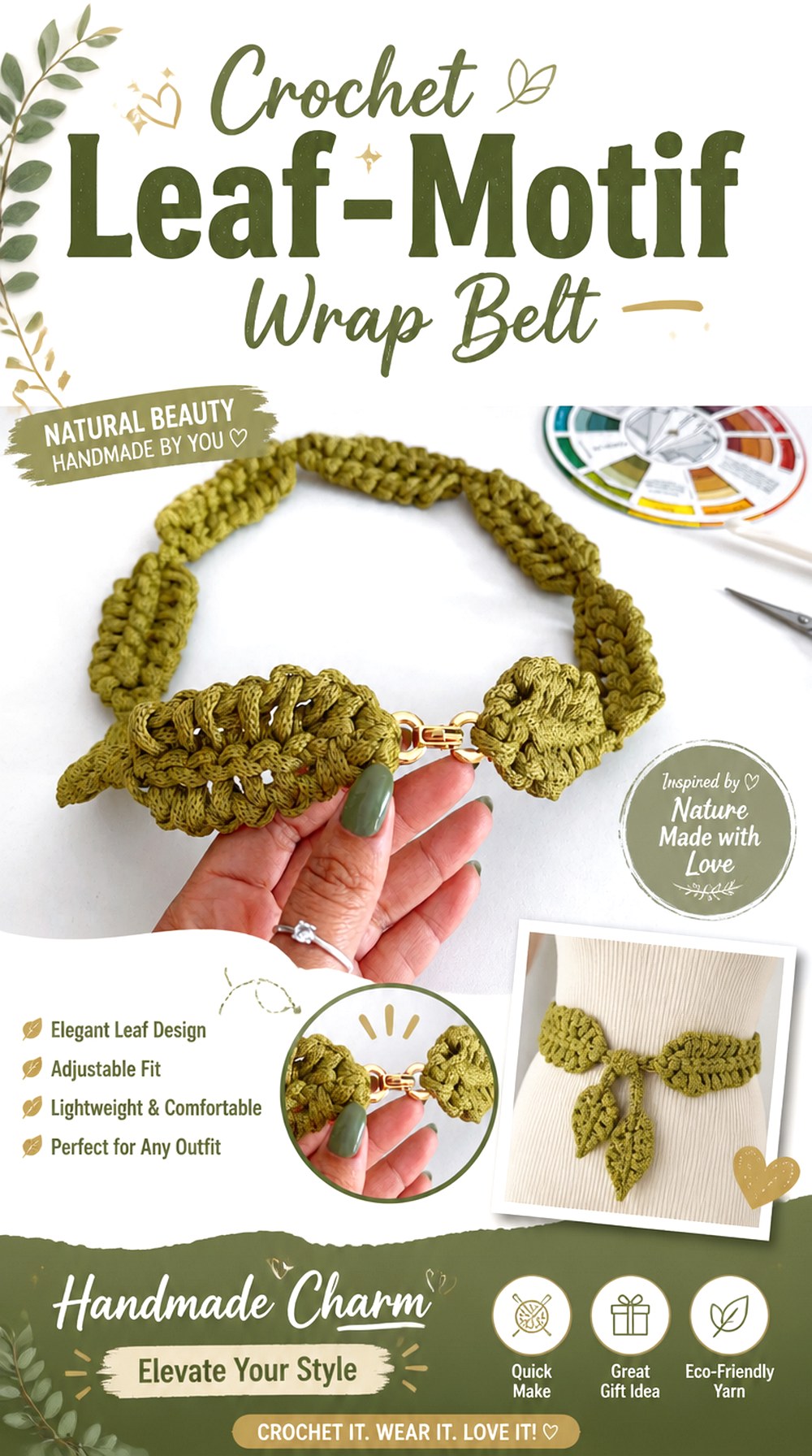 Crochet Leaf Motif Wrap Belt