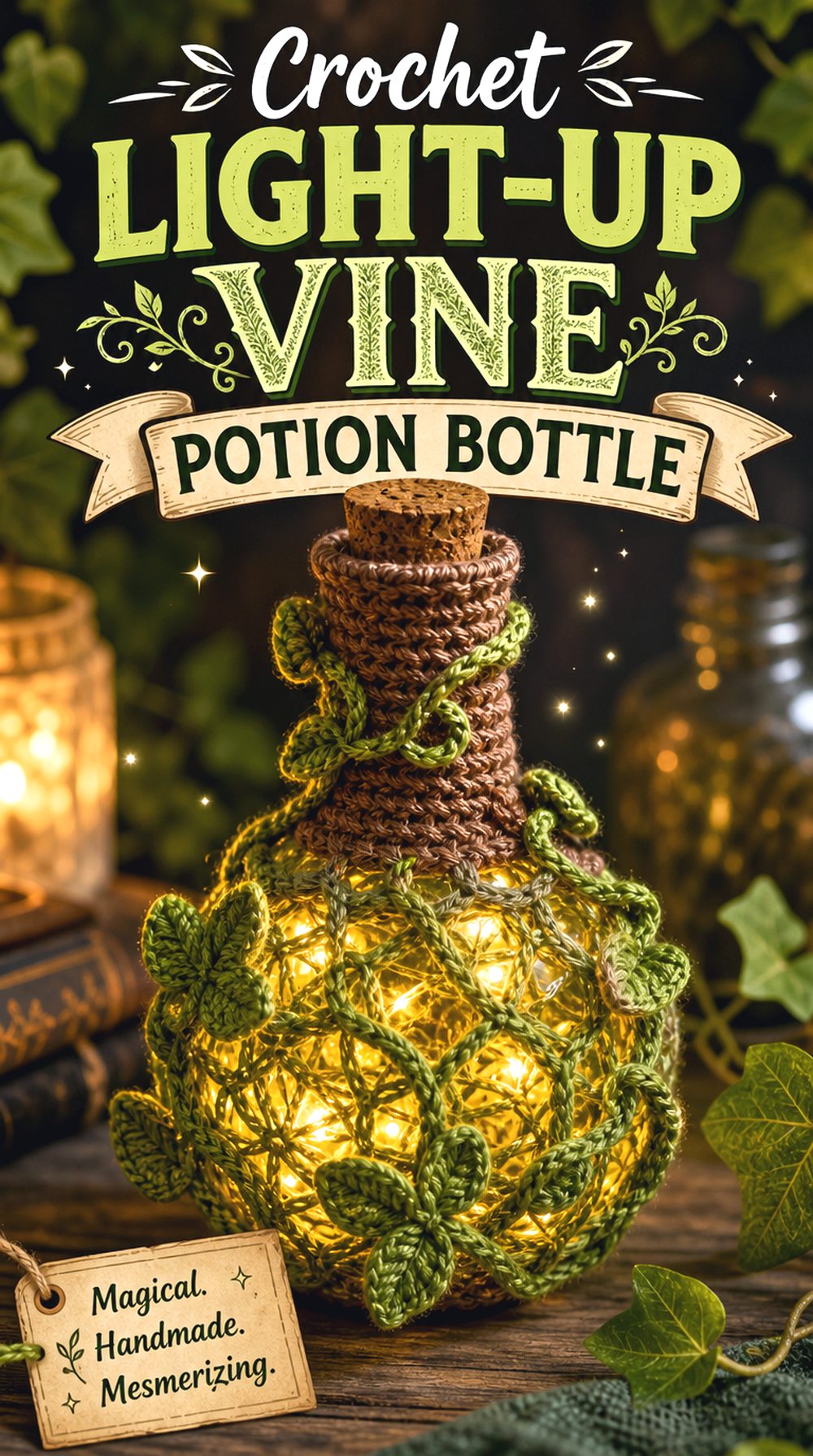 Crochet Light Up Vine Potion Bottle