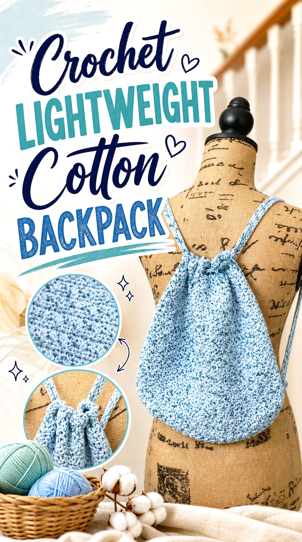 Crochet Lightweight Cotton Backpack