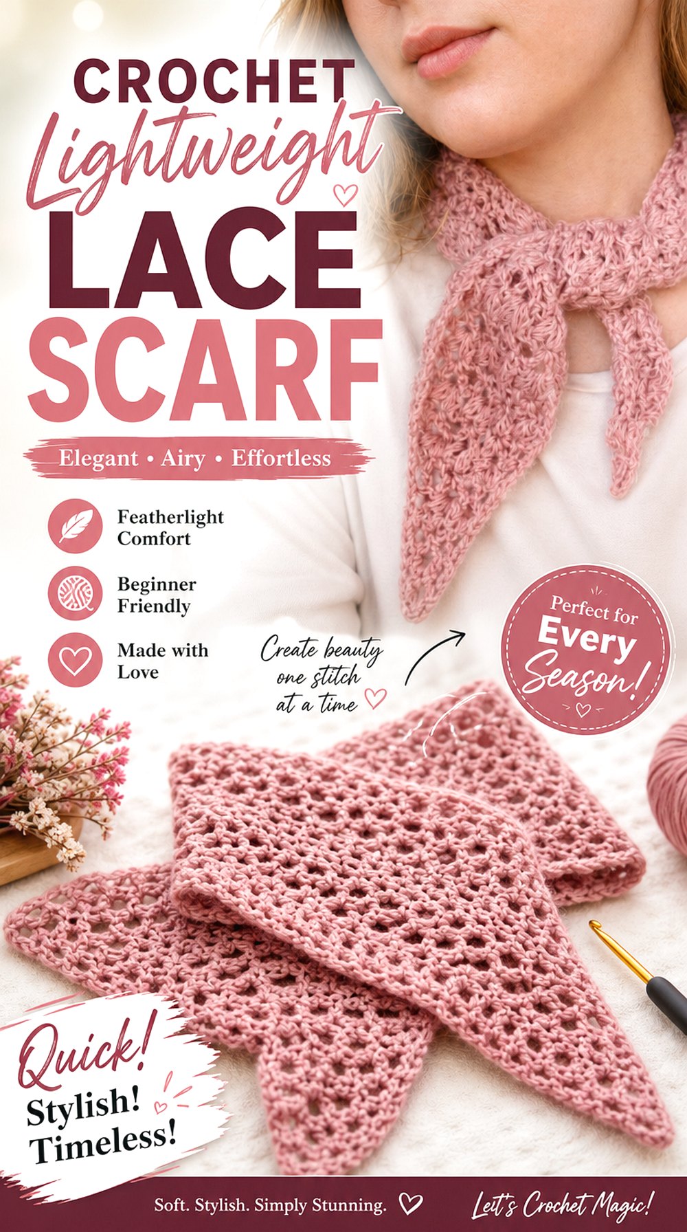 Crochet Lightweight Lace Scarf