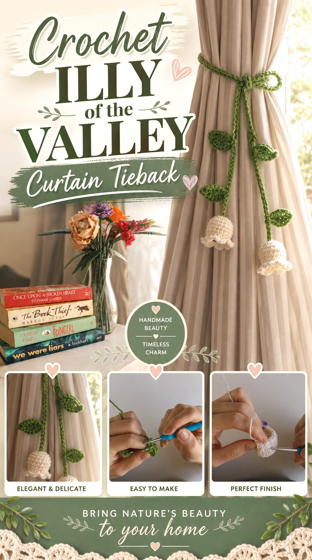 Crochet Lily of the Valley Curtain Tieback