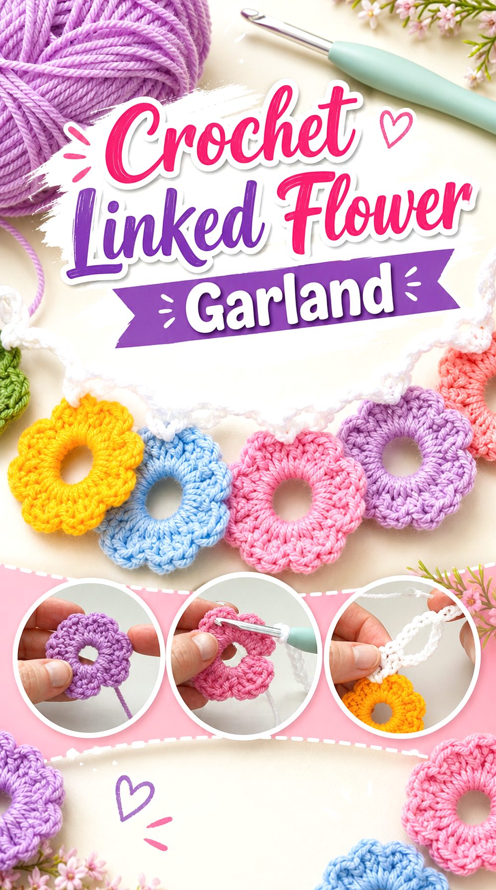 Crochet Linked Flower Garland