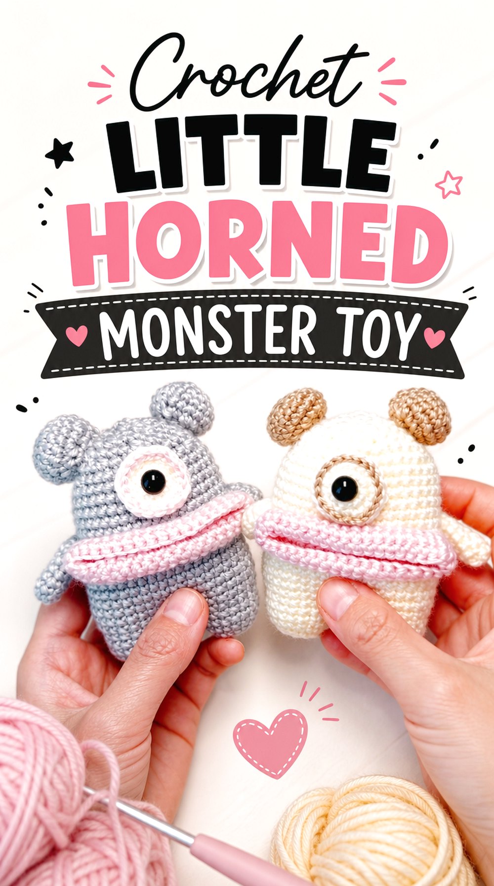 Crochet Little Horned Monster Toy