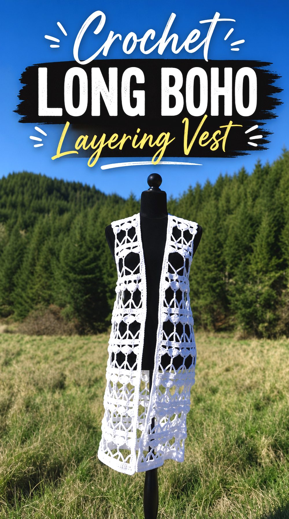 Crochet Long Boho Layering Vest