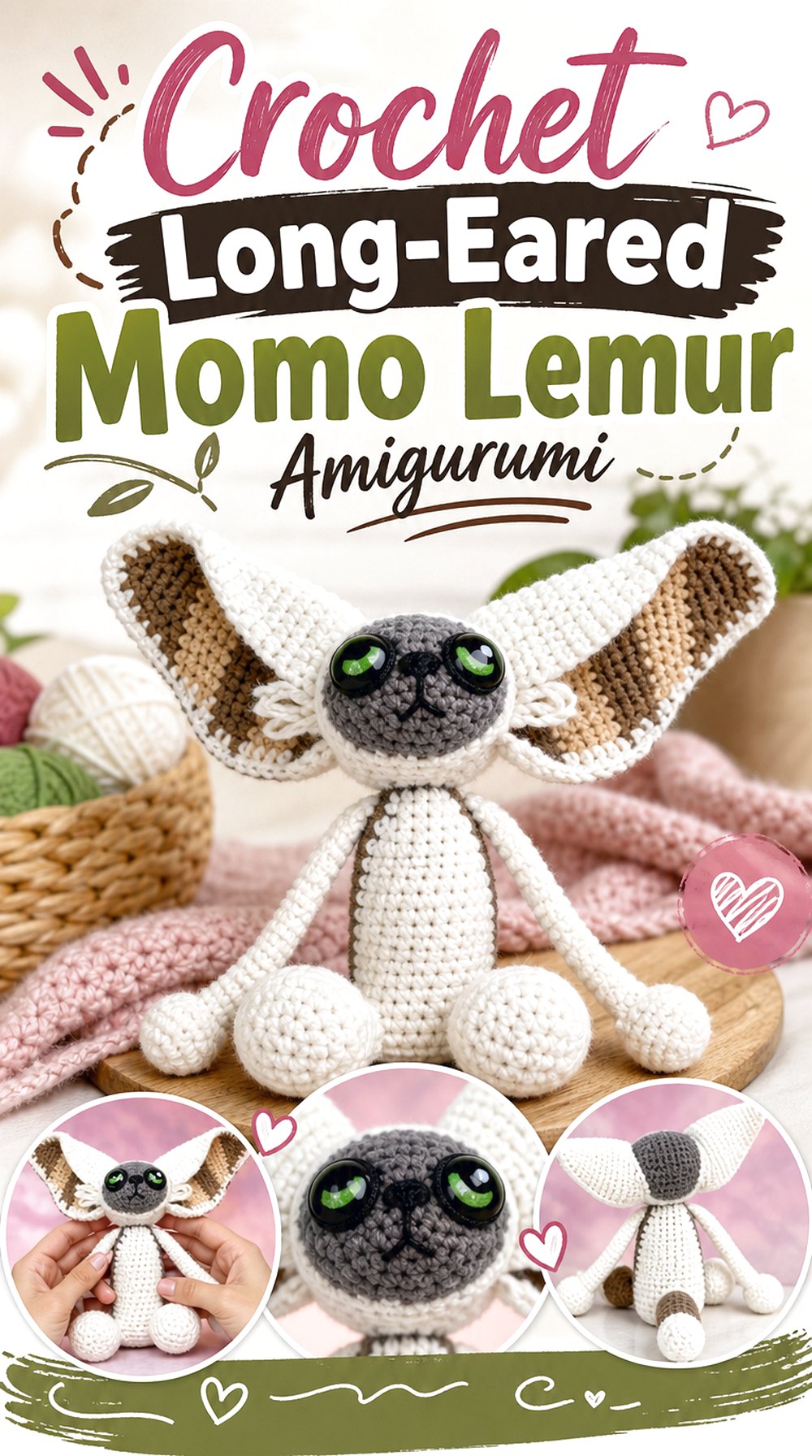 Crochet Long Eared Momo Lemur Amigurumi