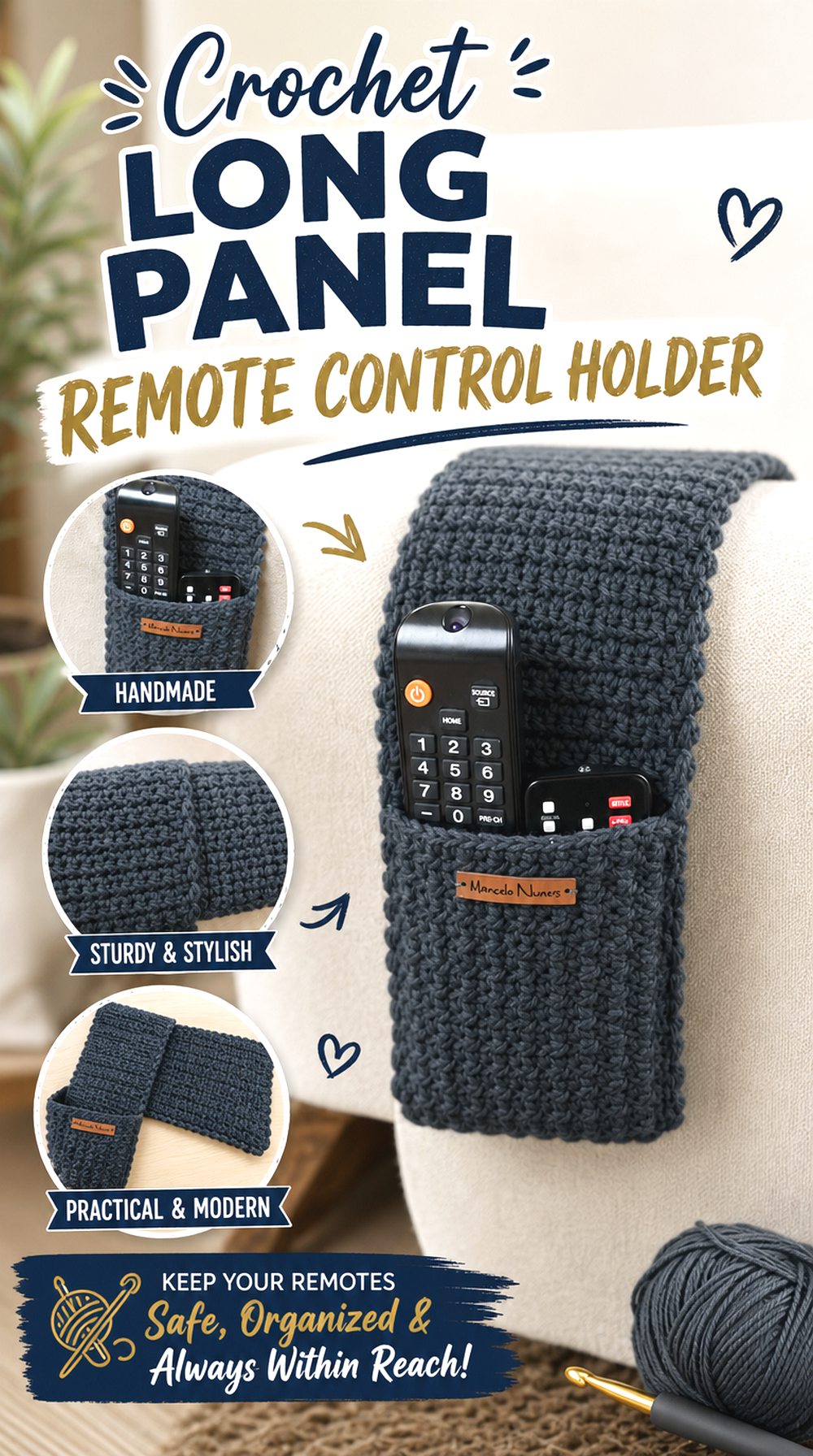 Crochet Long Panel Remote Control Holder