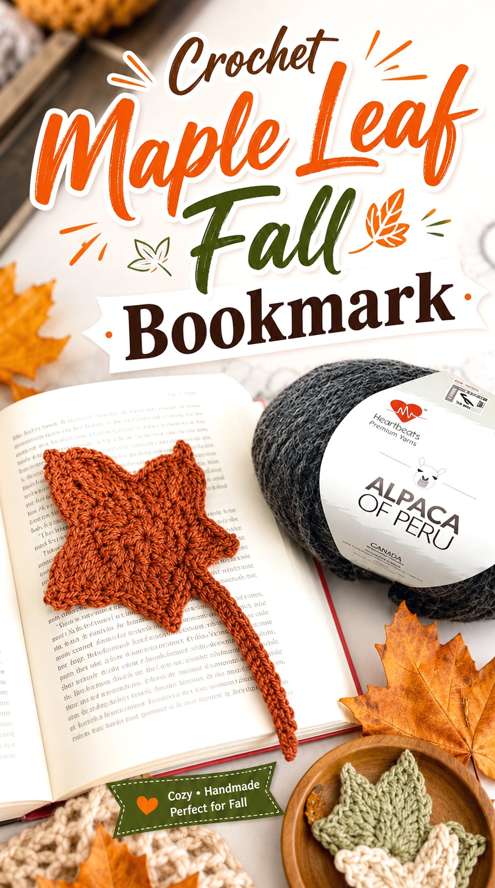Crochet Maple Leaf Fall Bookmark