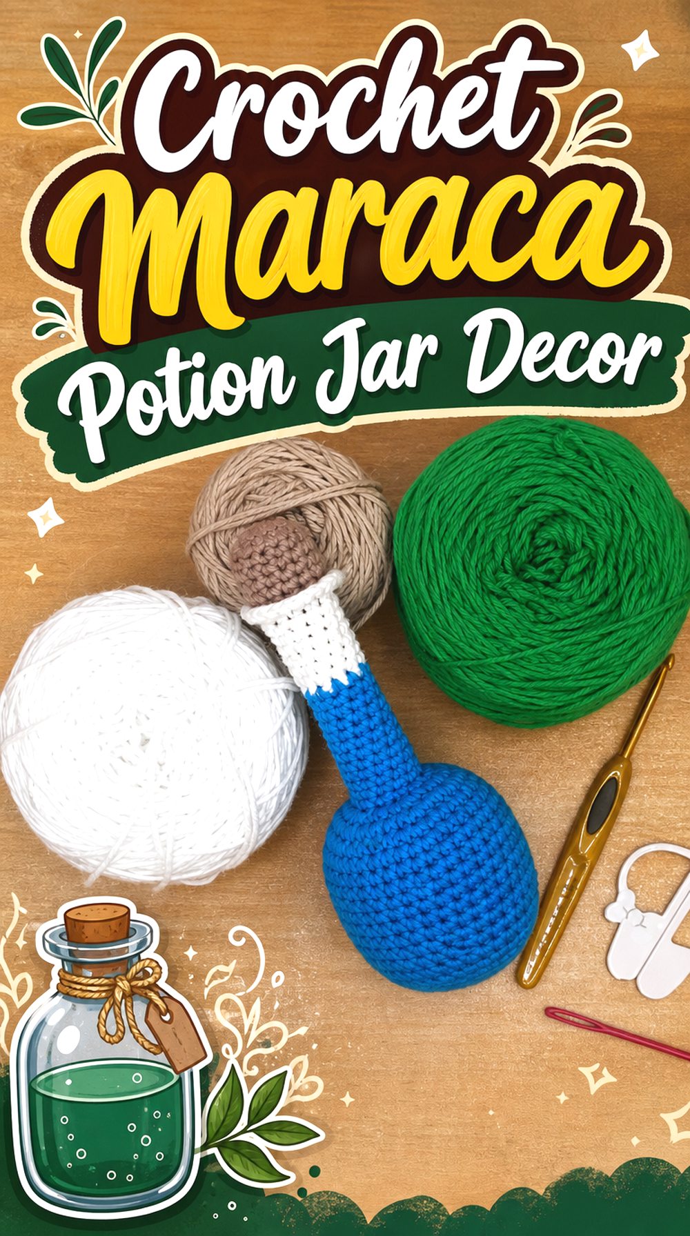 Crochet Maraca Potion Jar Decor