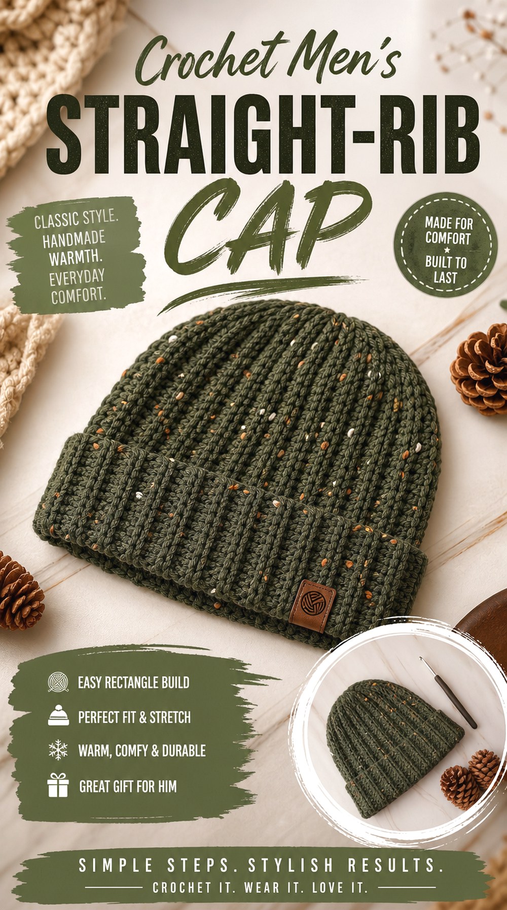 Crochet Men’s Straight Rib Cap