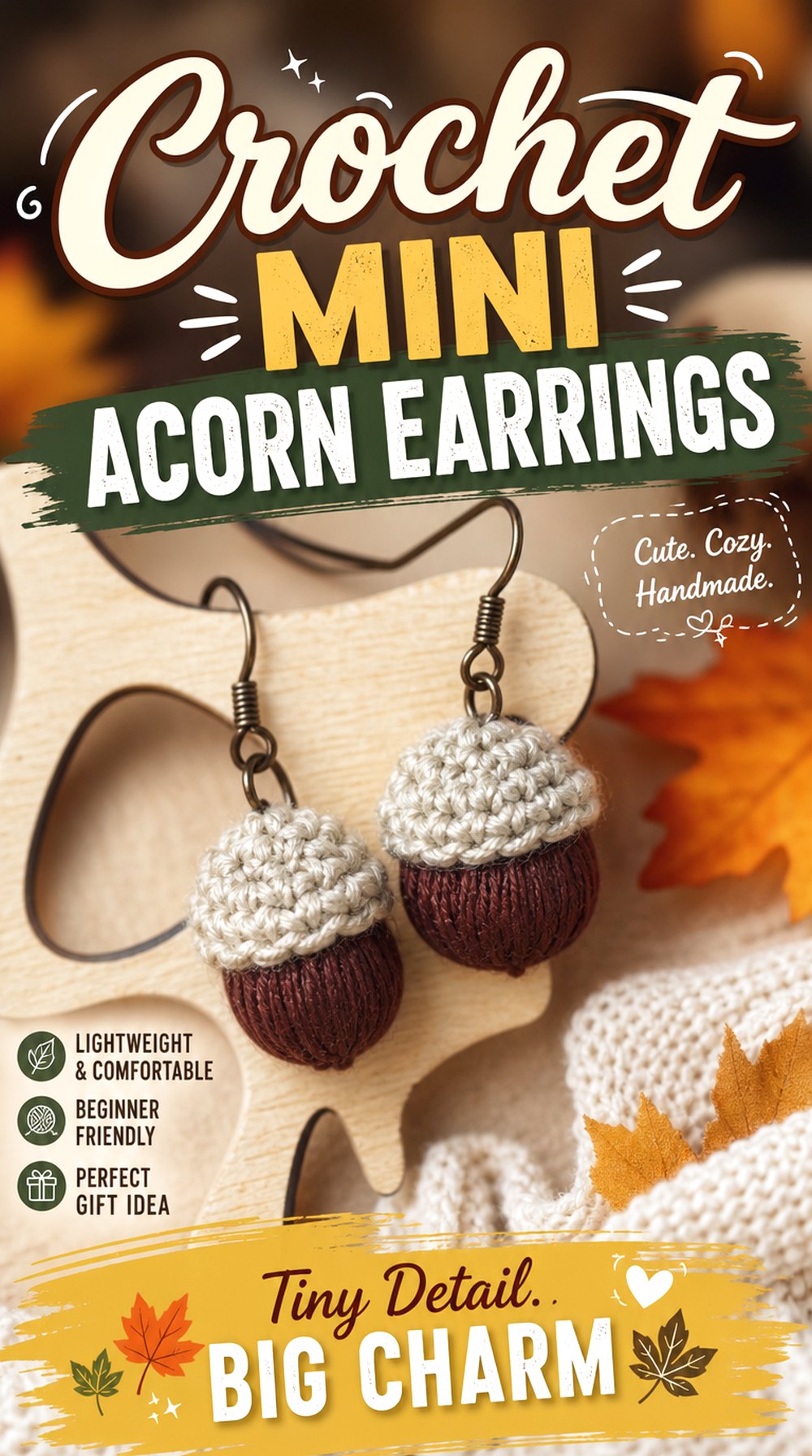 Crochet Mini Acorn Earrings