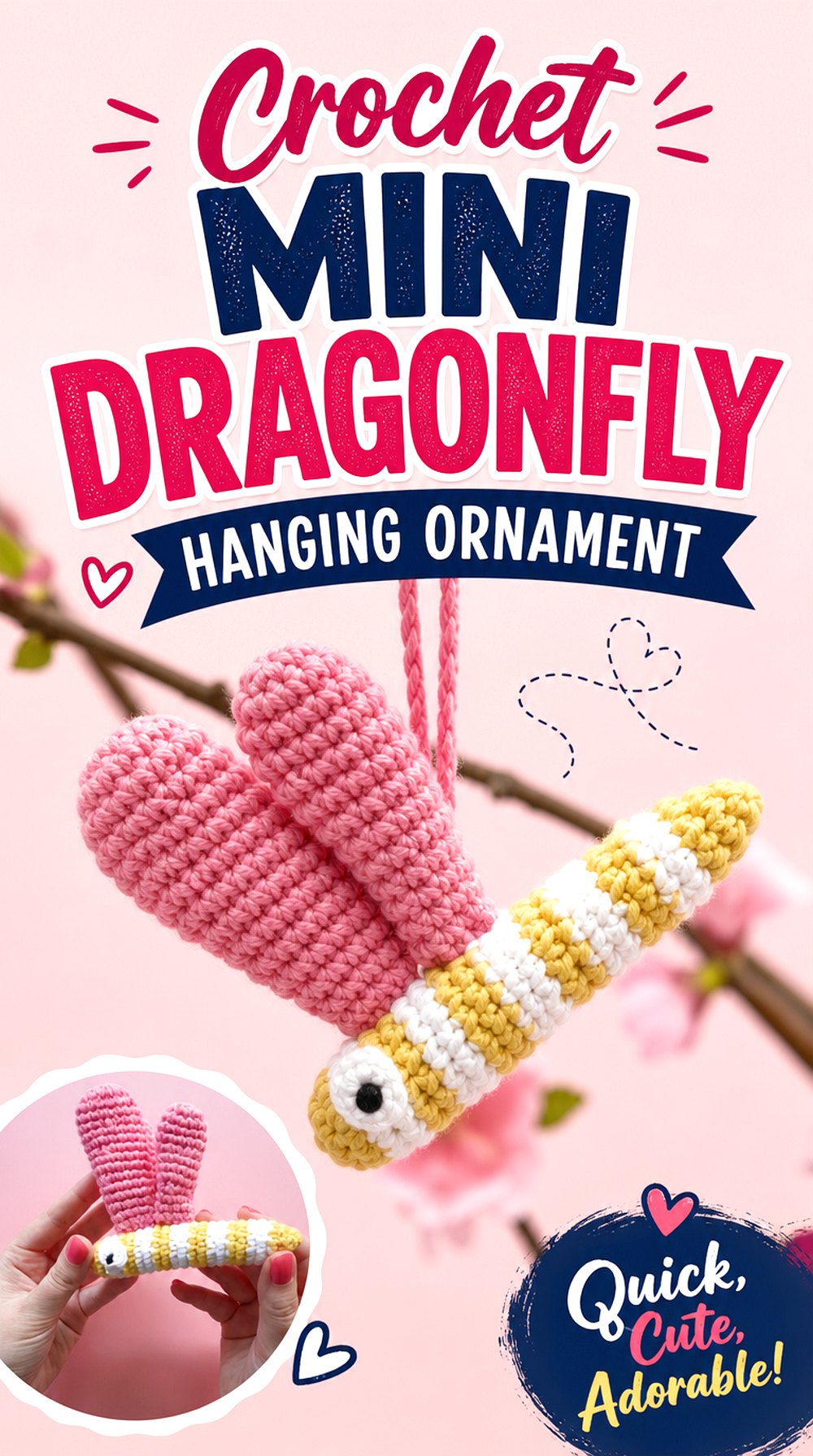 Crochet Mini Dragonfly Hanging Ornament