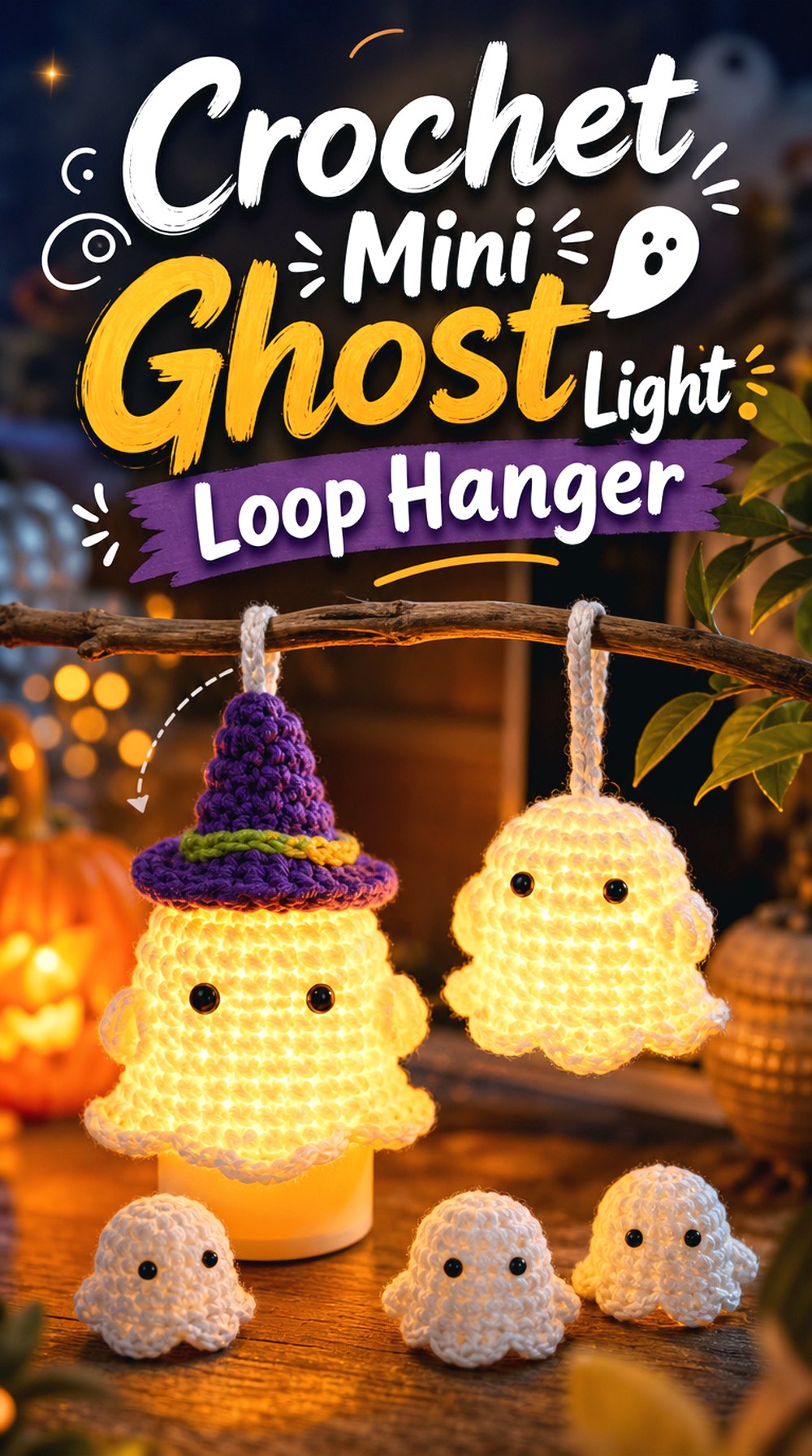 Crochet Mini Ghost Light Loop Hanger