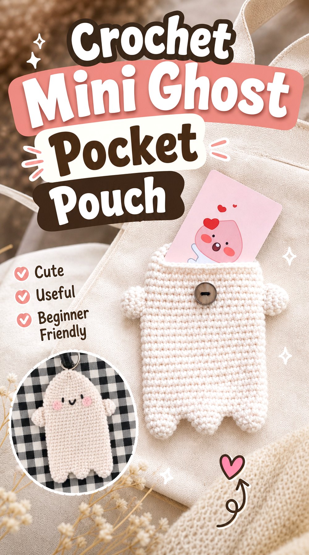 Crochet Mini Ghost Pocket Pouch