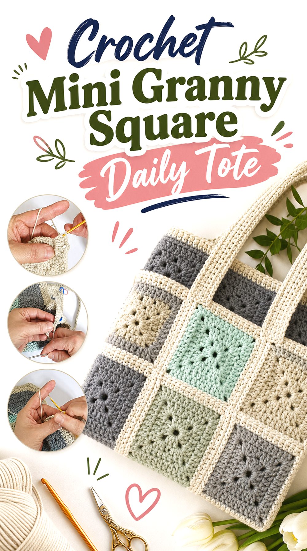Crochet Mini Granny Square Daily Tote