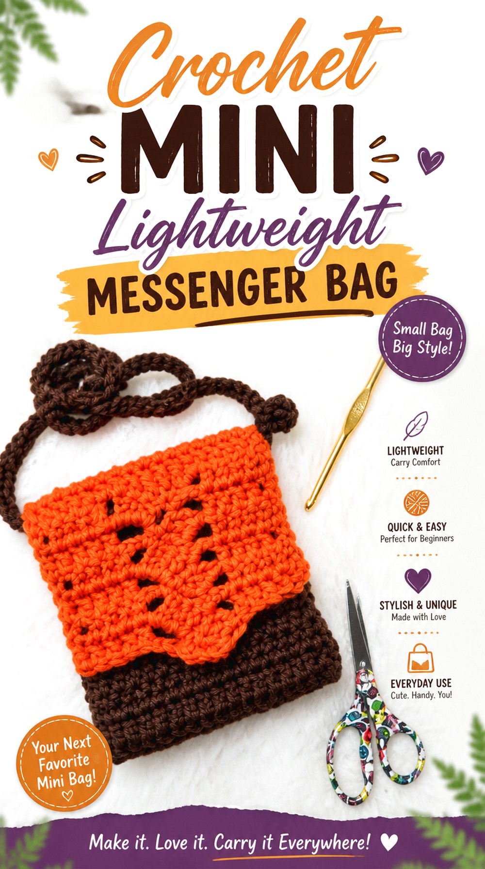 Crochet Mini Lightweight Messenger Bag