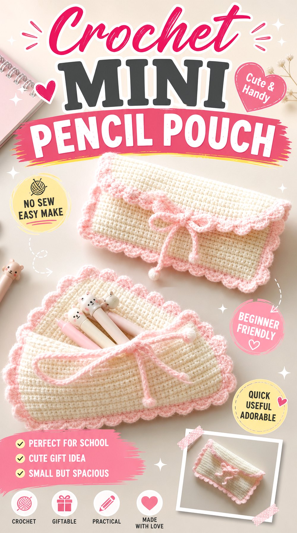 Crochet Mini Pencil Pouch
