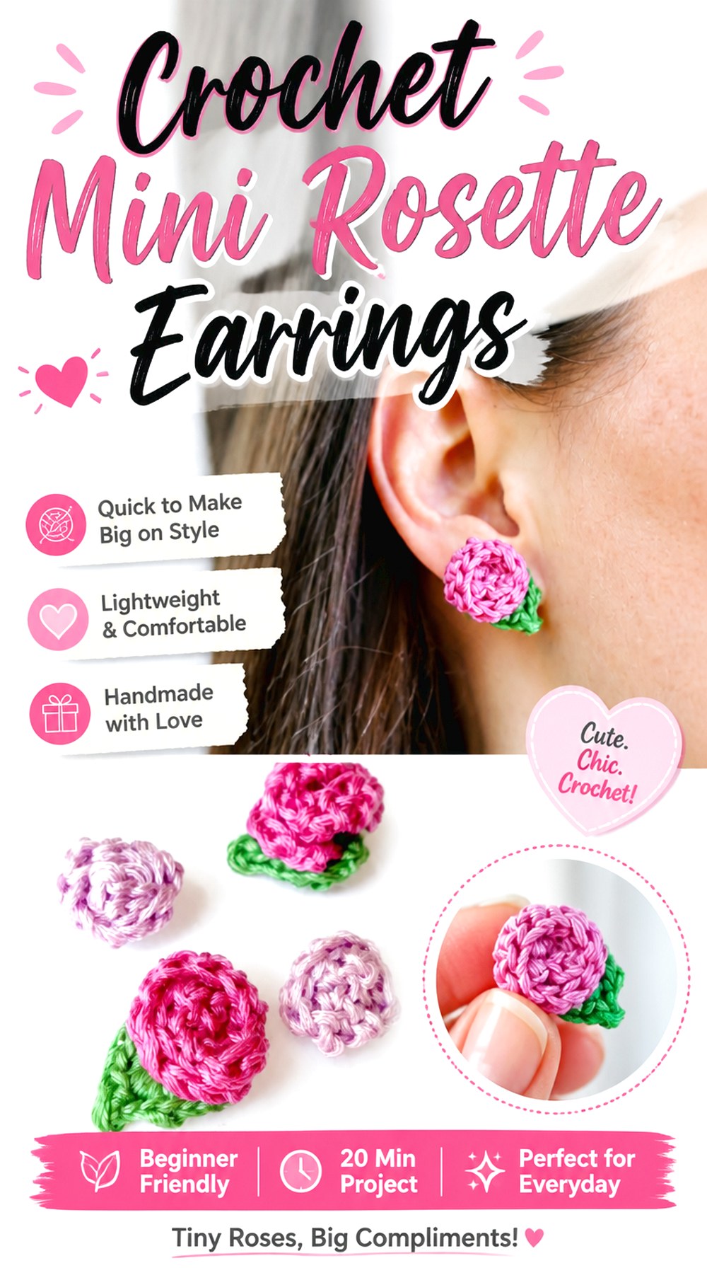 Crochet Mini Rosette Earrings