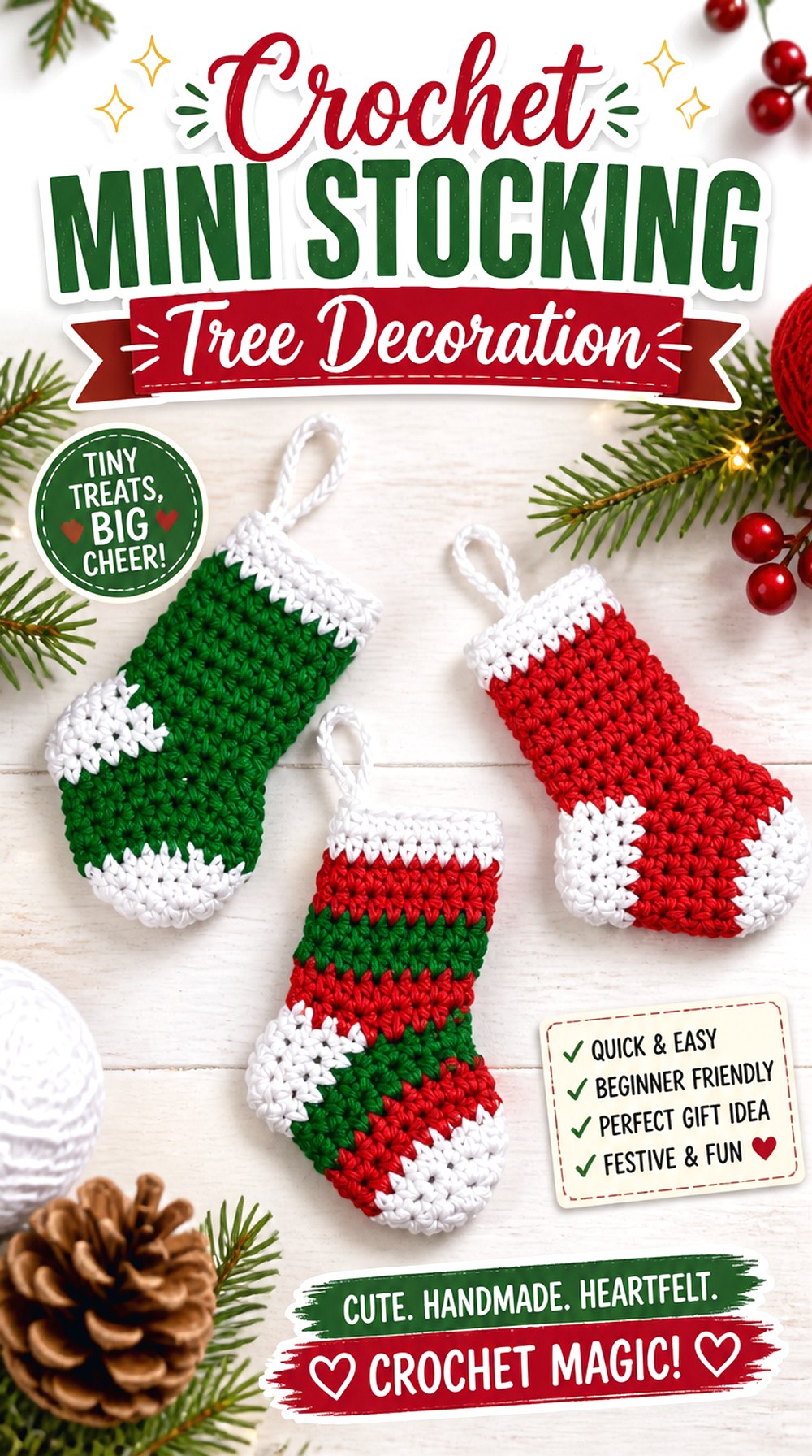 Crochet Mini Stocking Tree Decoration