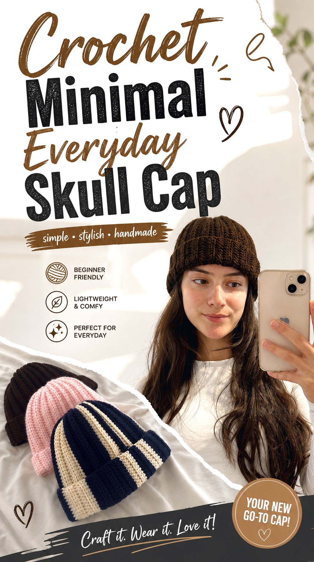 Crochet Minimal Everyday Skull Cap