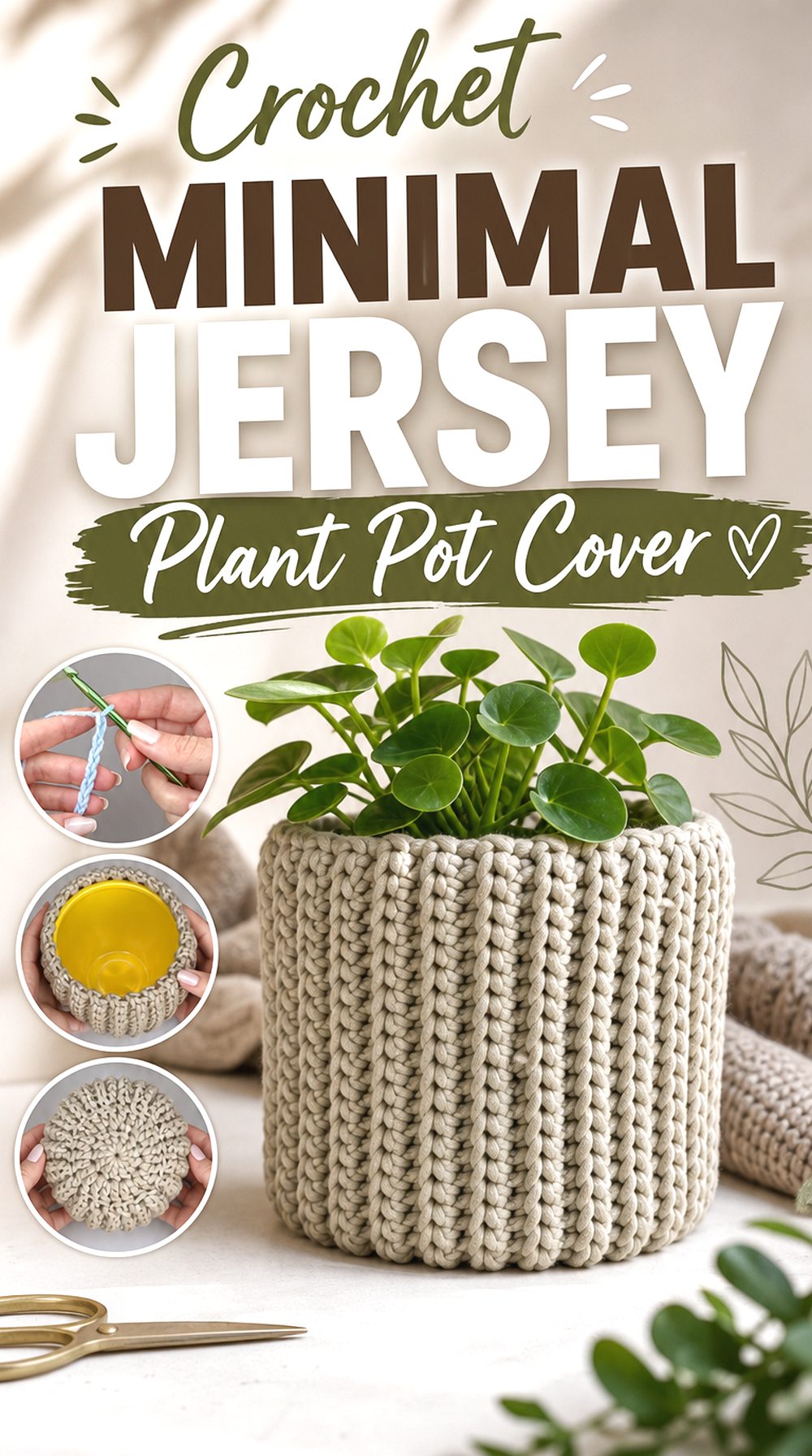 Crochet Minimal Jersey Plant Pot Cover