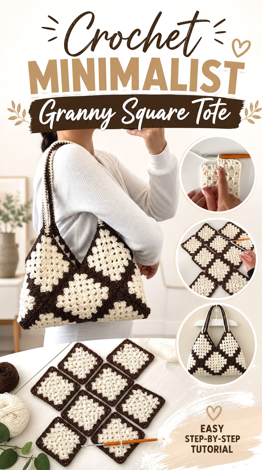 Crochet Minimalist Granny Square Tote