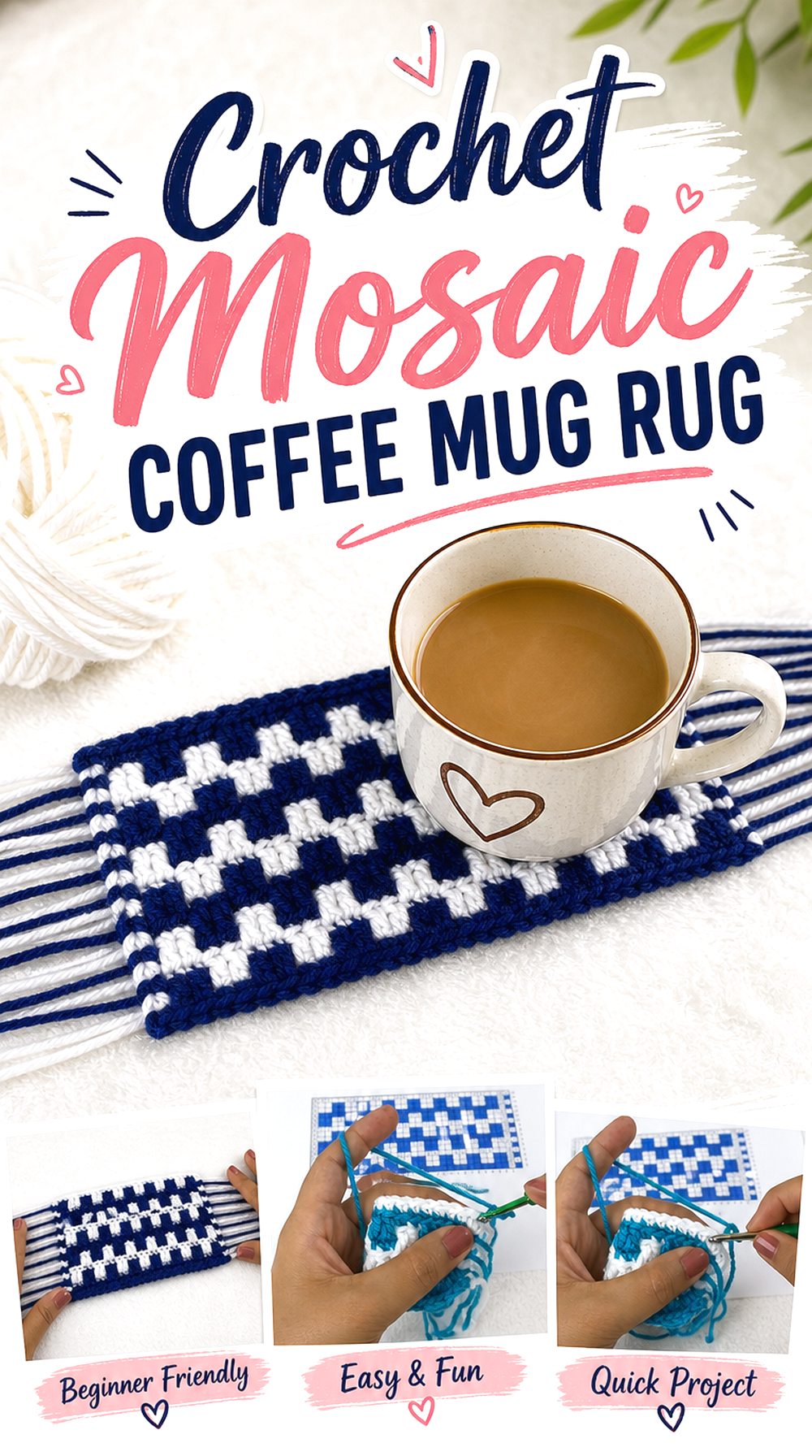 Crochet Mosaic Coffee Mug Rug