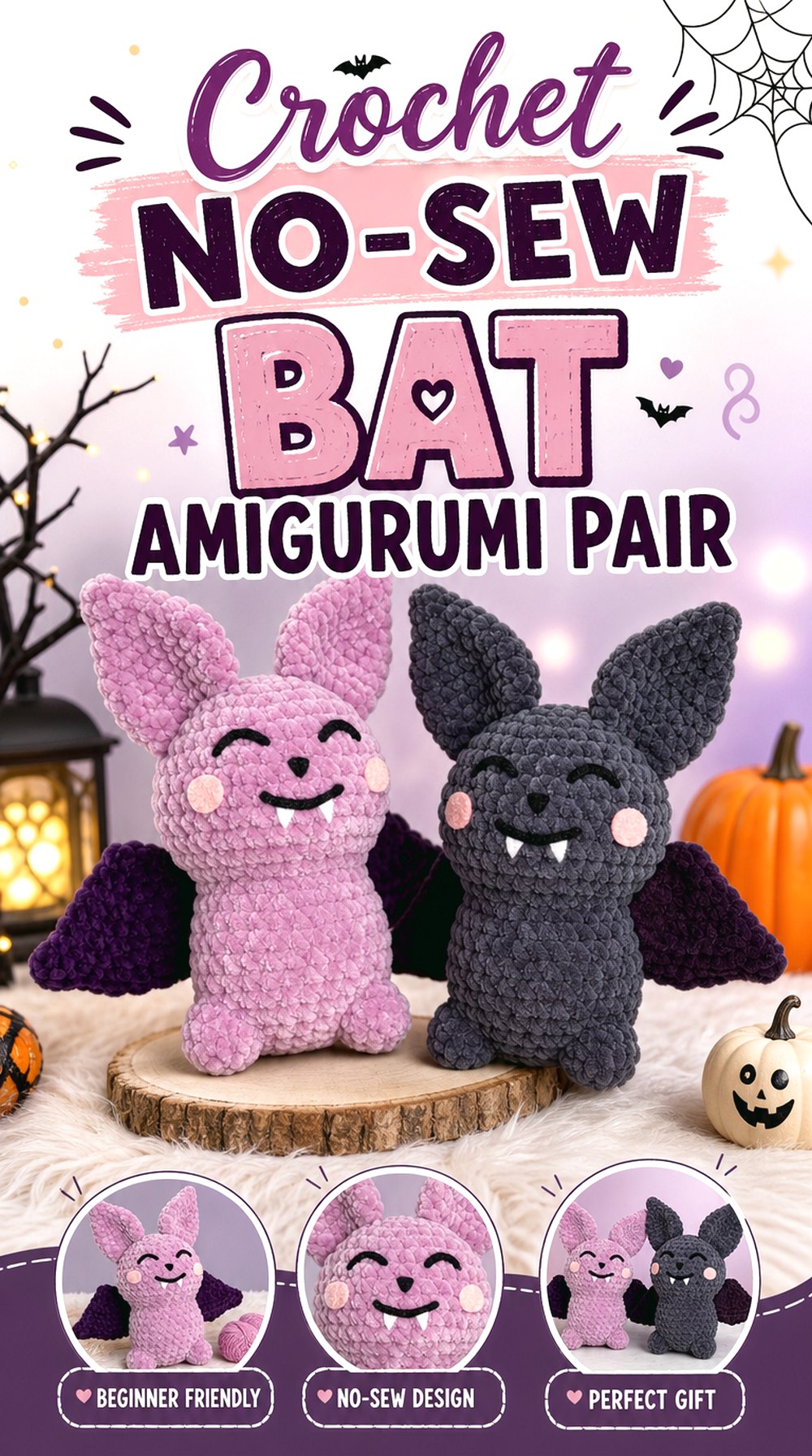 Crochet No Sew Bat Amigurumi Pair