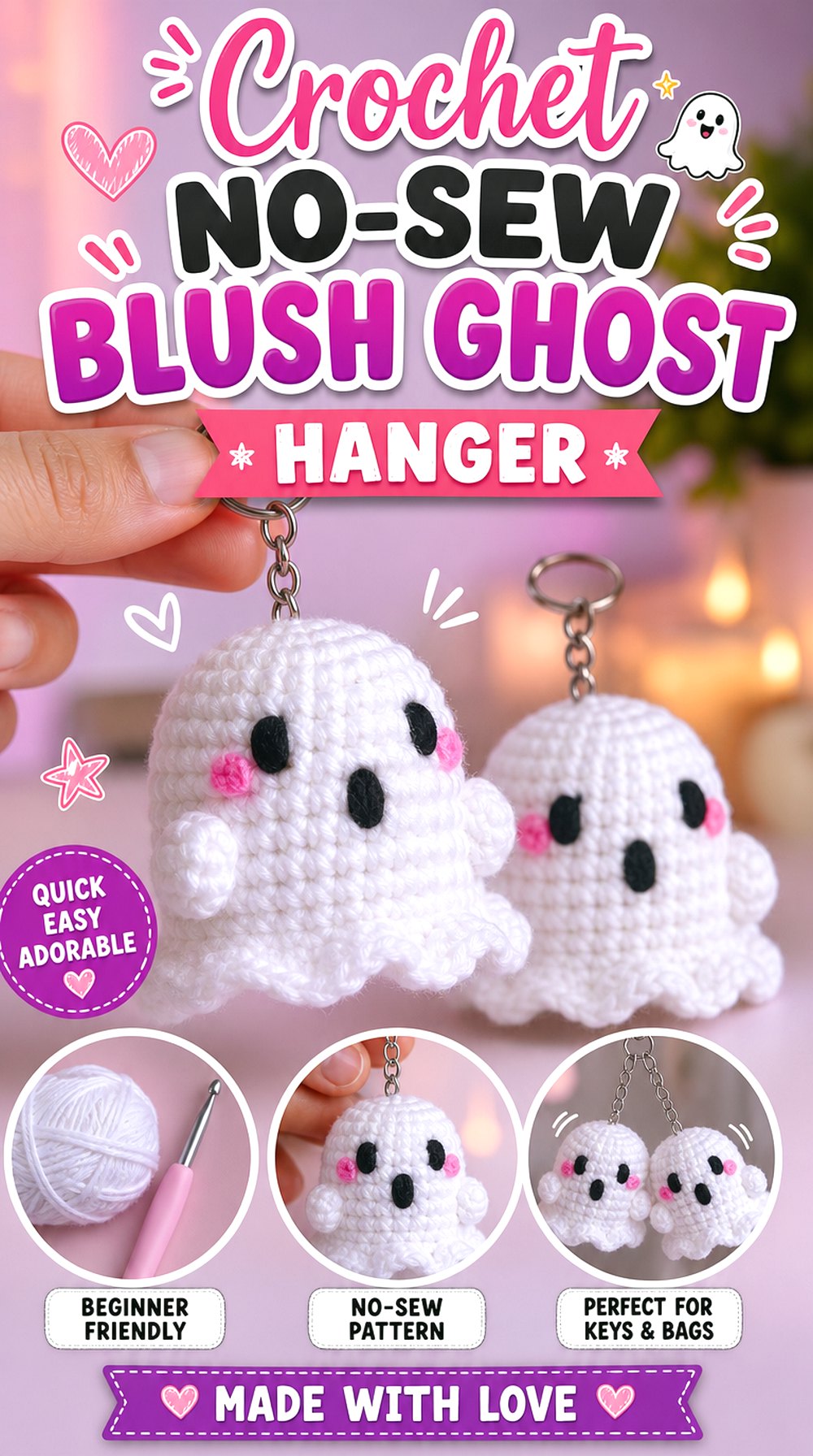 Crochet No Sew Blush Ghost Hanger