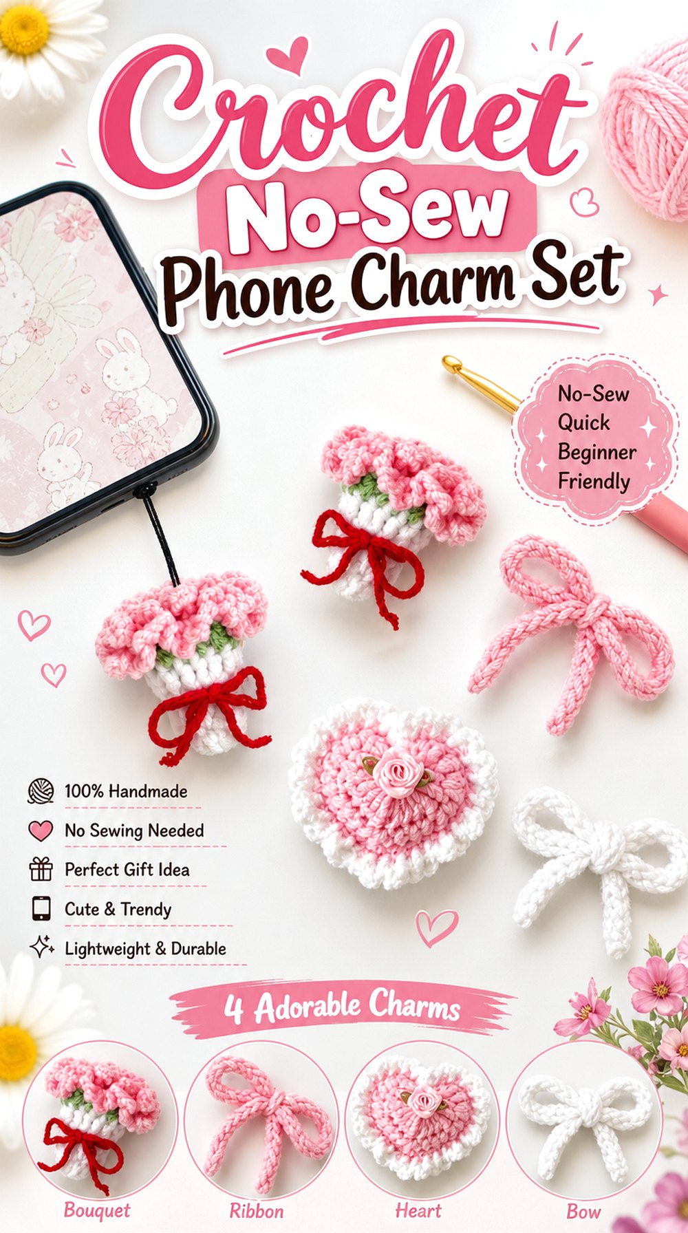 Crochet No Sew Phone Charm Set