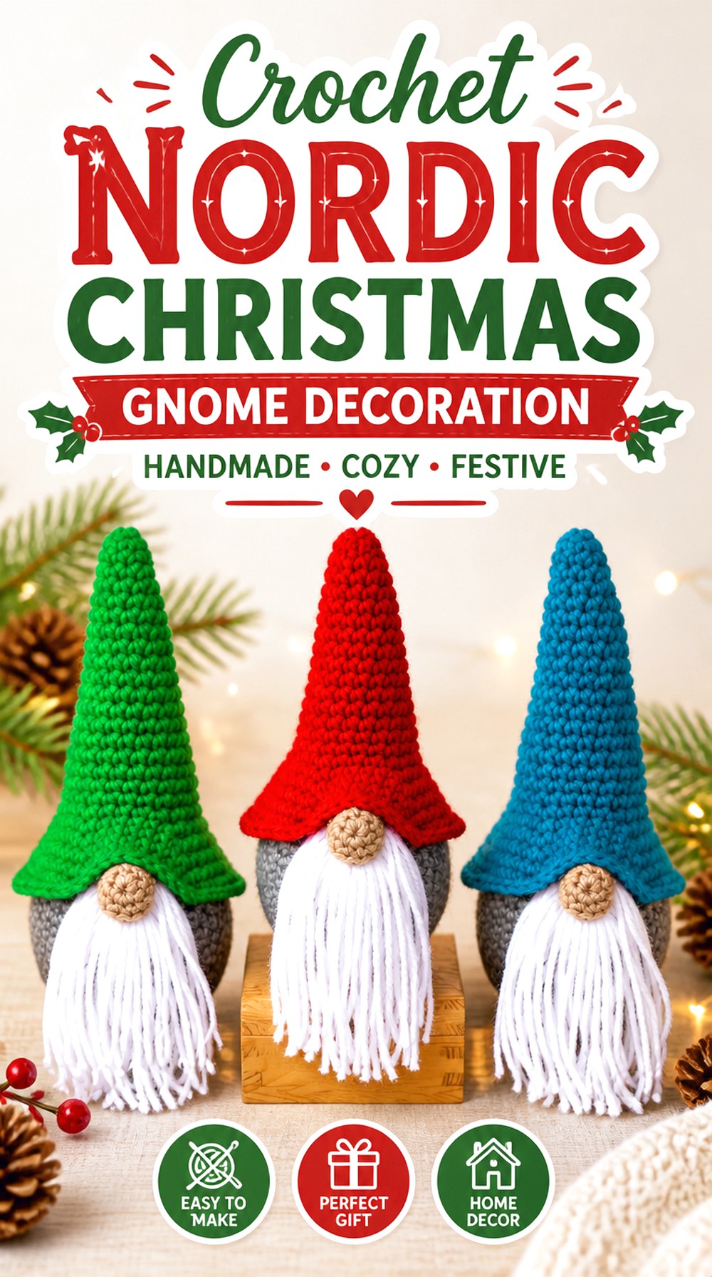 Crochet Nordic Christmas Gnome Decoration