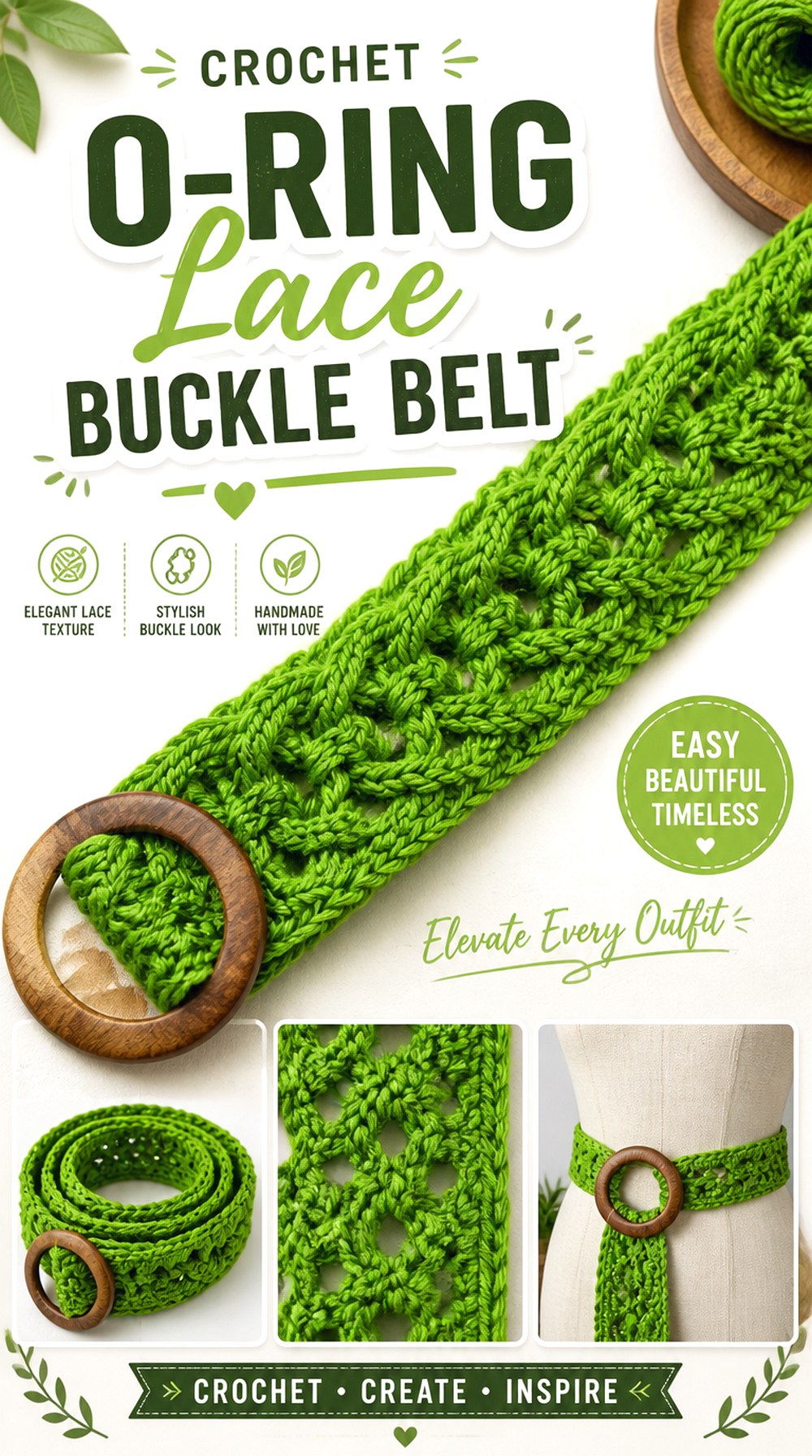 Crochet O Ring Lace Buckle Belt