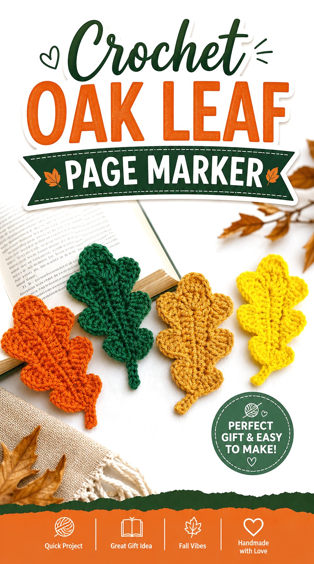Crochet Oak Leaf Page Marker