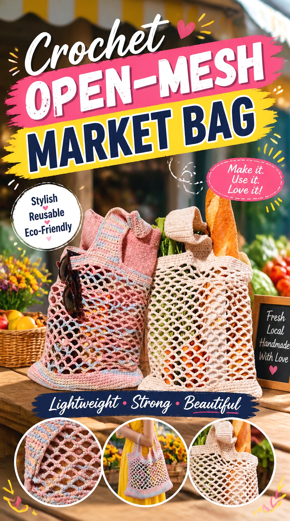 Crochet Open Mesh Market Bag