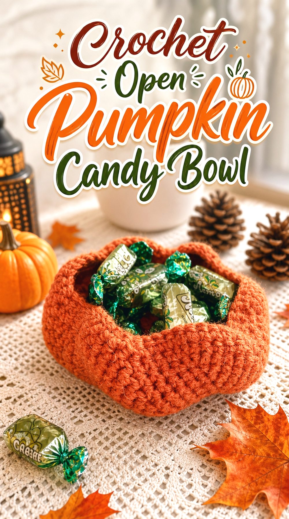 Crochet Open Pumpkin Candy Bowl