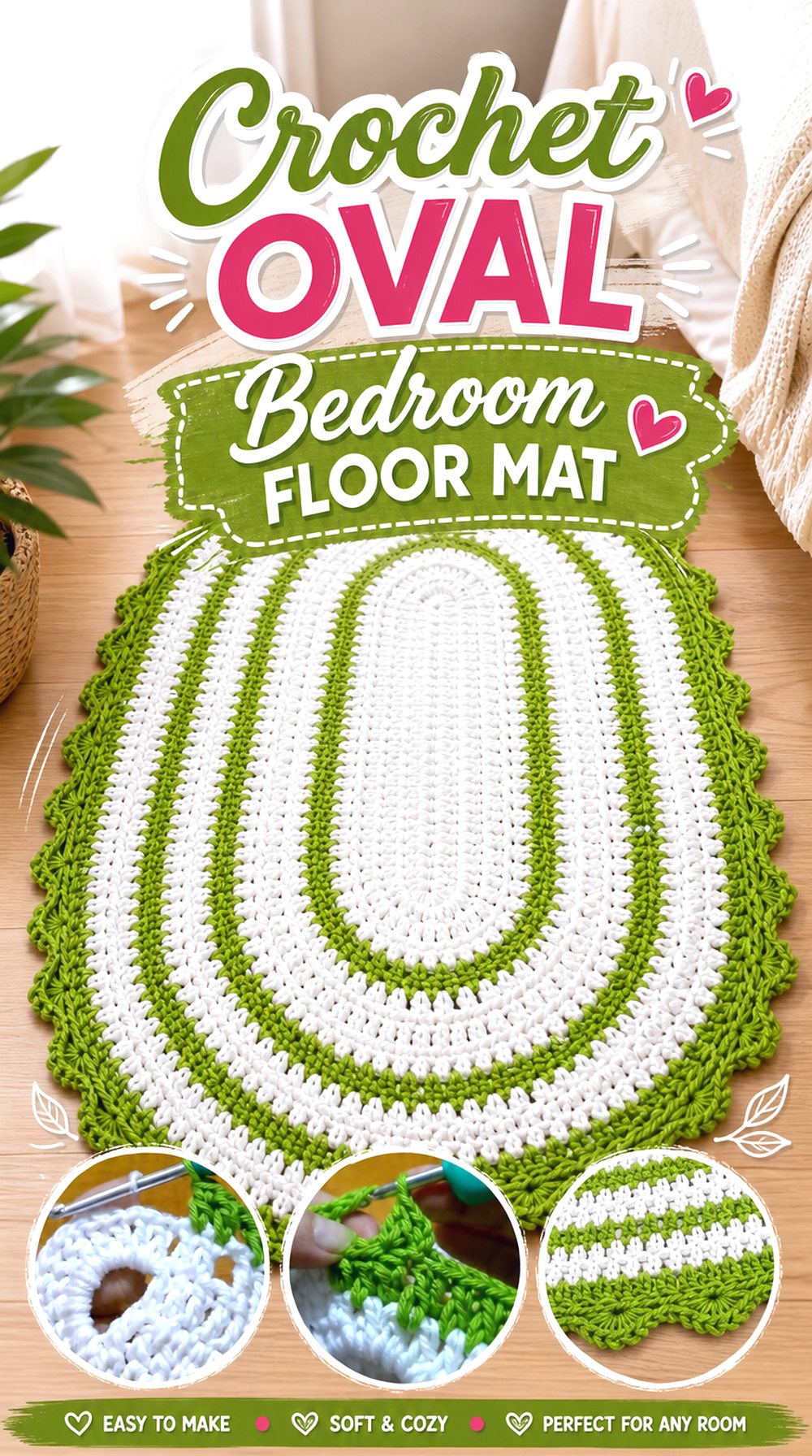 Crochet Oval Bedroom Floor Mat