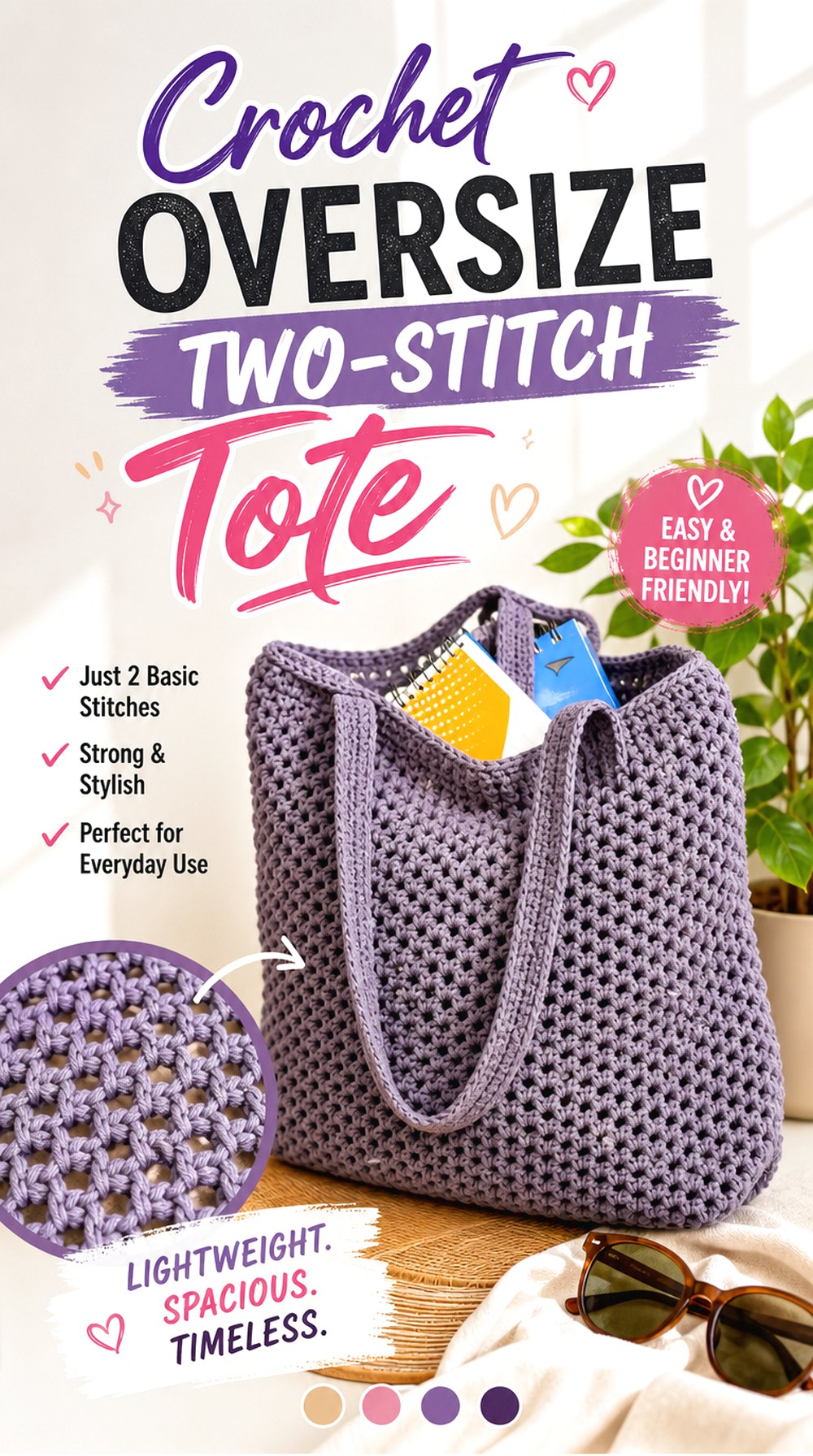Crochet Oversize Two Stitch Tote