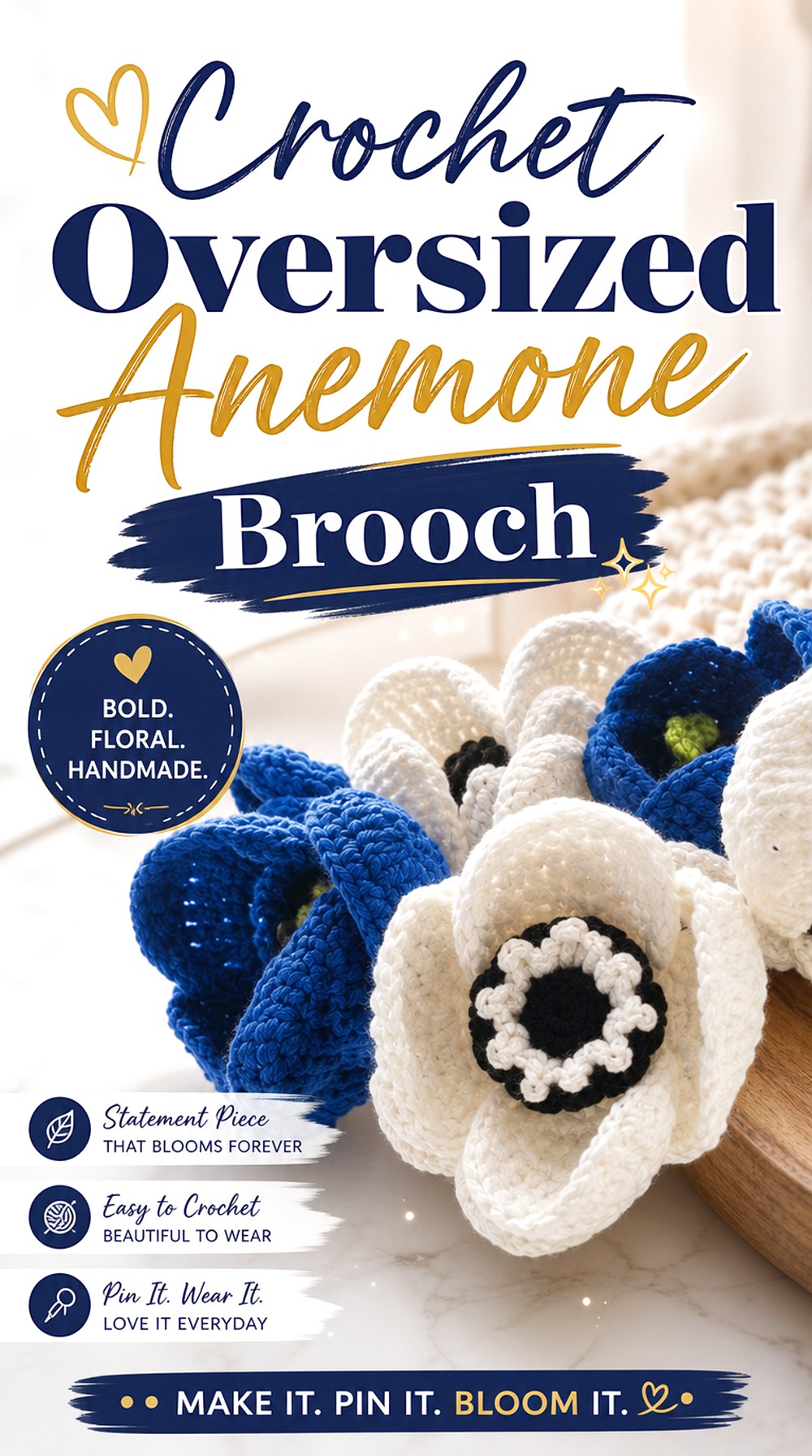 Crochet Oversized Anemone Brooch