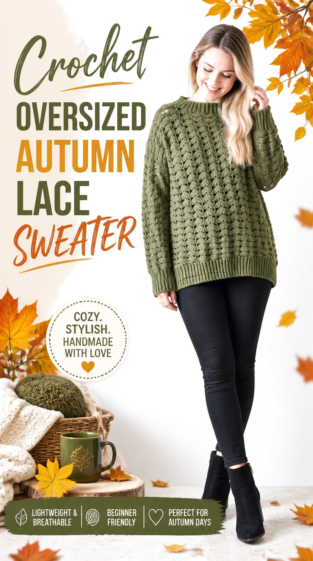 Crochet Oversized Autumn Lace Sweater