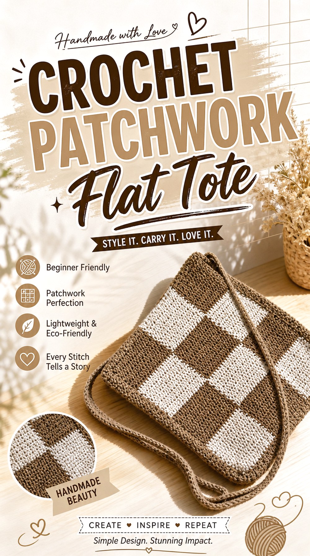 Crochet Patchwork Flat Tote