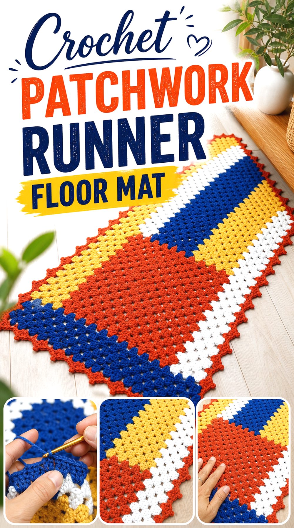 Crochet Patchwork Runner Floor Mat