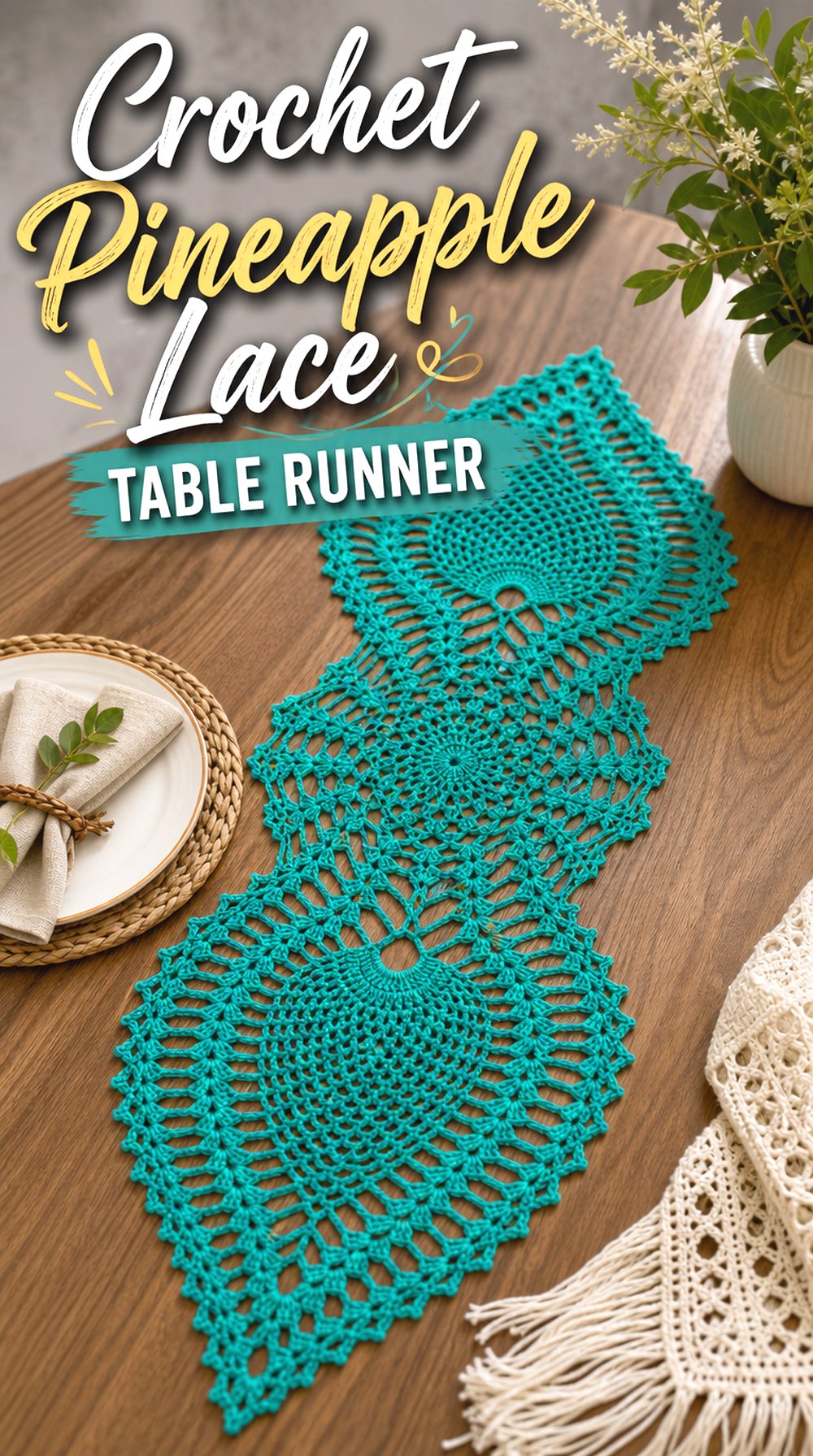 Crochet Pineapple Lace Table Runner