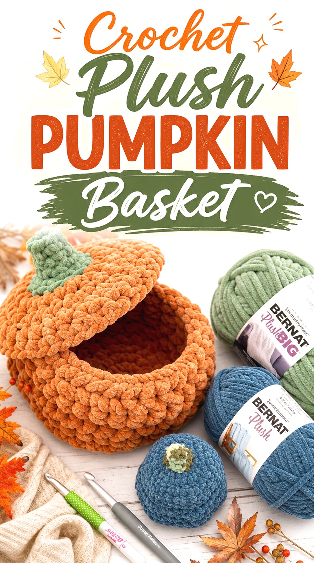 Crochet Plush Pumpkin Basket