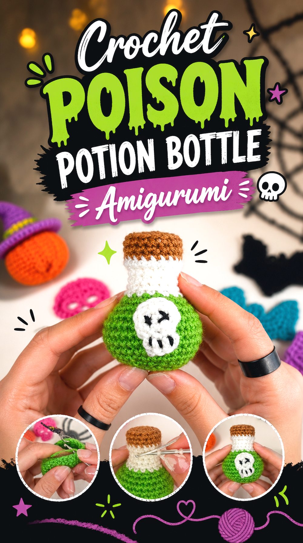 Crochet Poison Potion Bottle Amigurumi