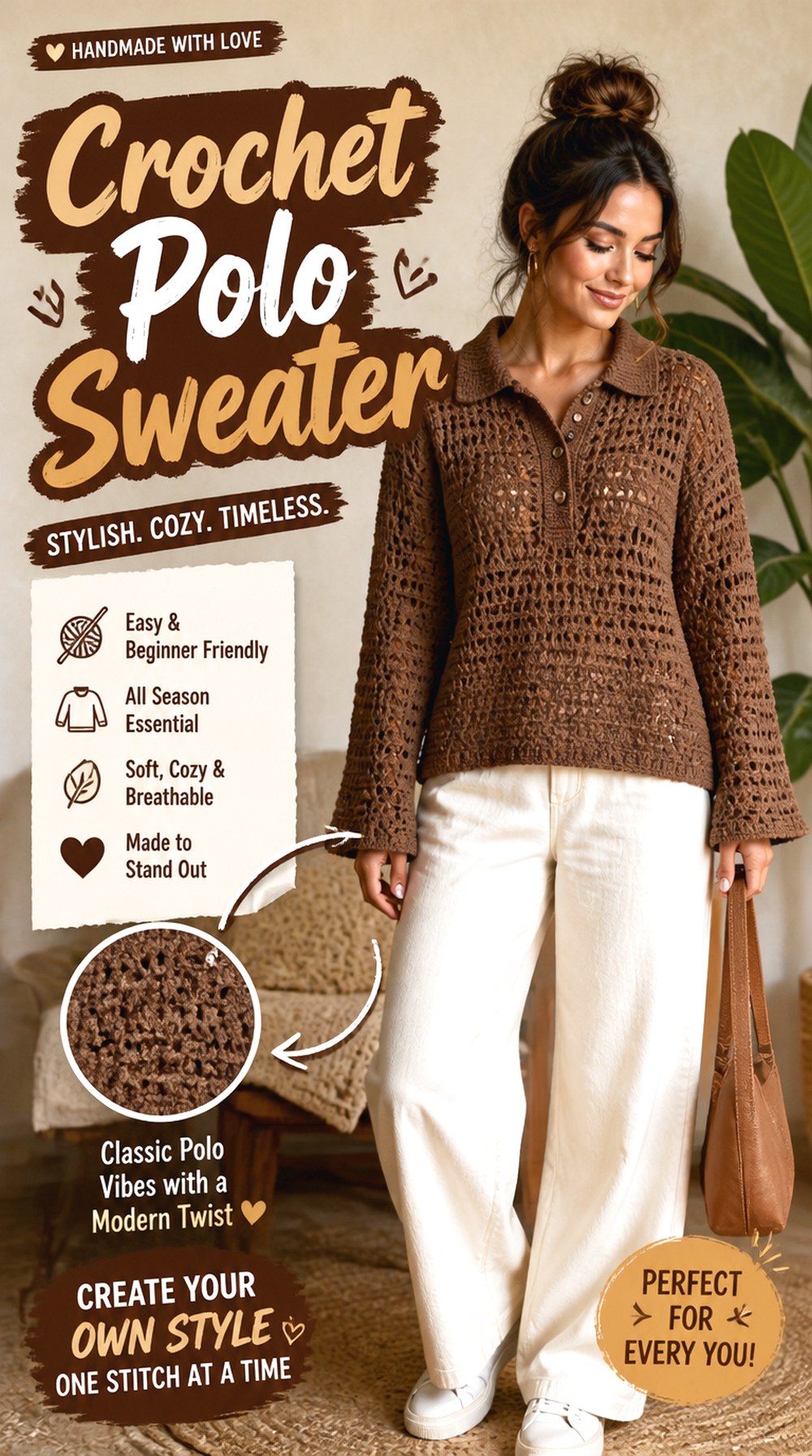 Crochet Polo Sweater