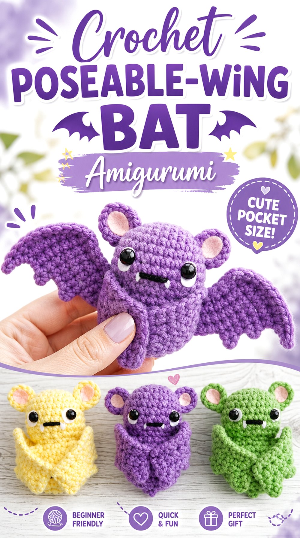 Crochet Poseable Wing Bat Amigurumi