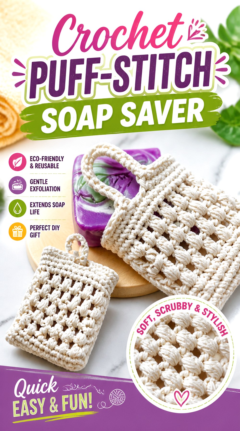 Crochet Puff Stitch Soap Saver