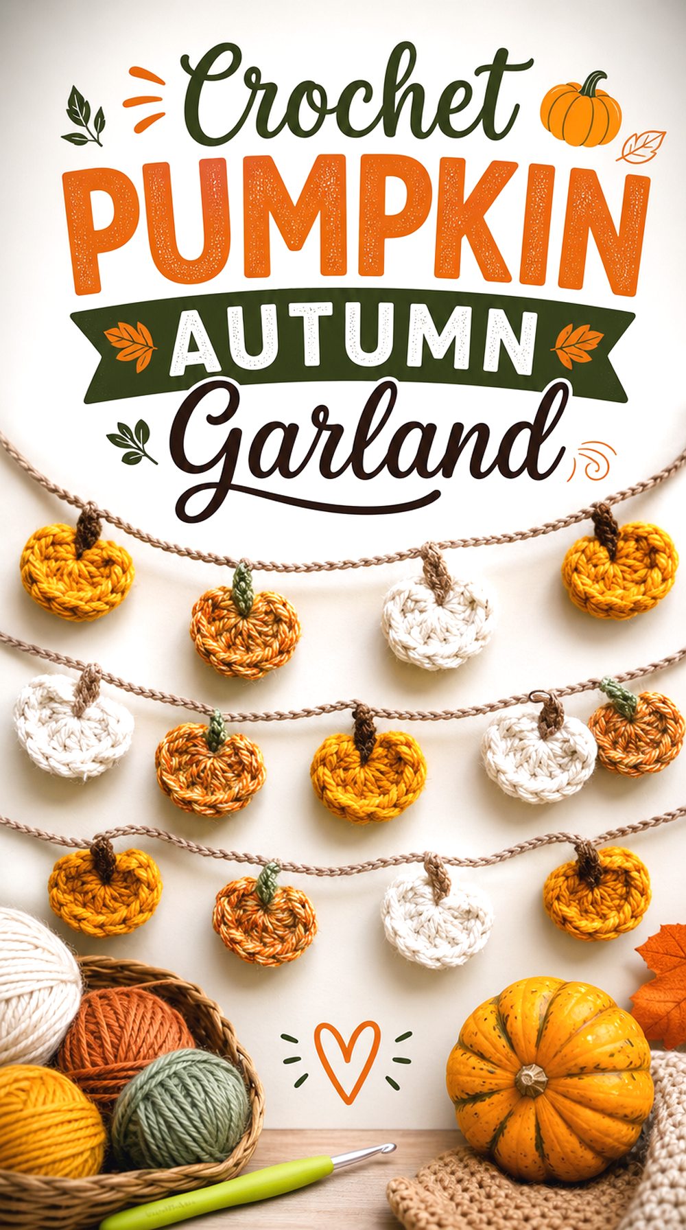 Crochet Pumpkin Autumn Garland