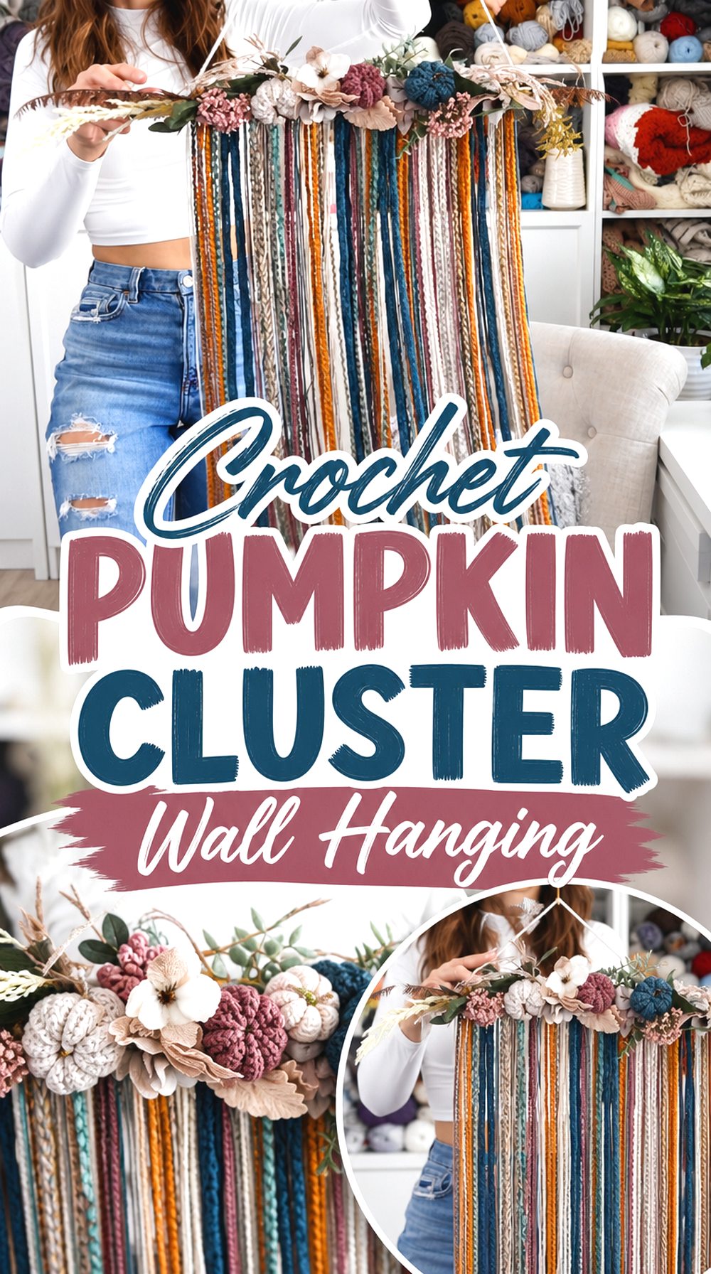 Crochet Pumpkin Cluster Wall Hanging