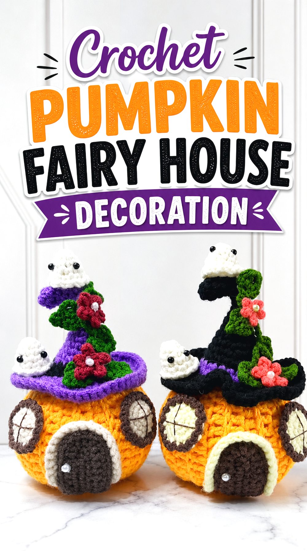 Crochet Pumpkin Fairy House Decoration