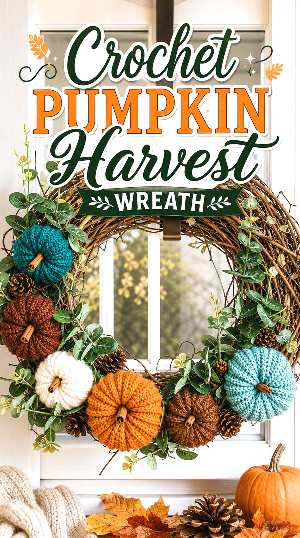 Crochet Pumpkin Harvest Wreath